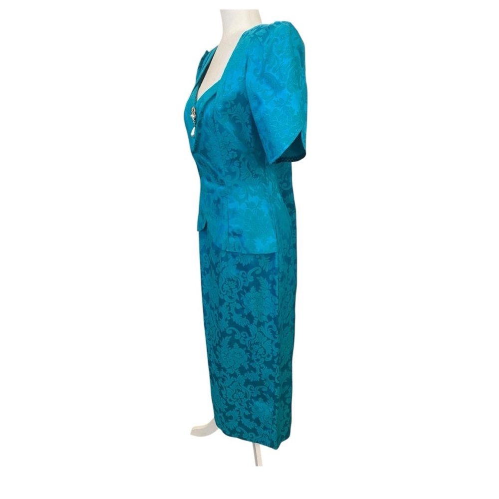 Scott McClintock Womens 1980s vintage Teal Formal Dress - Picture 2 of 9